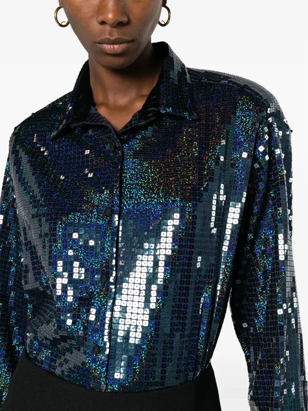 The New Arrivals Ilkyaz Ozel コレット スパンコール長袖シャツ - 画像5