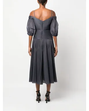 ZIMMERMANN オフショルダー・プリーツ・ミディドレス - ブルー - サムネイル4