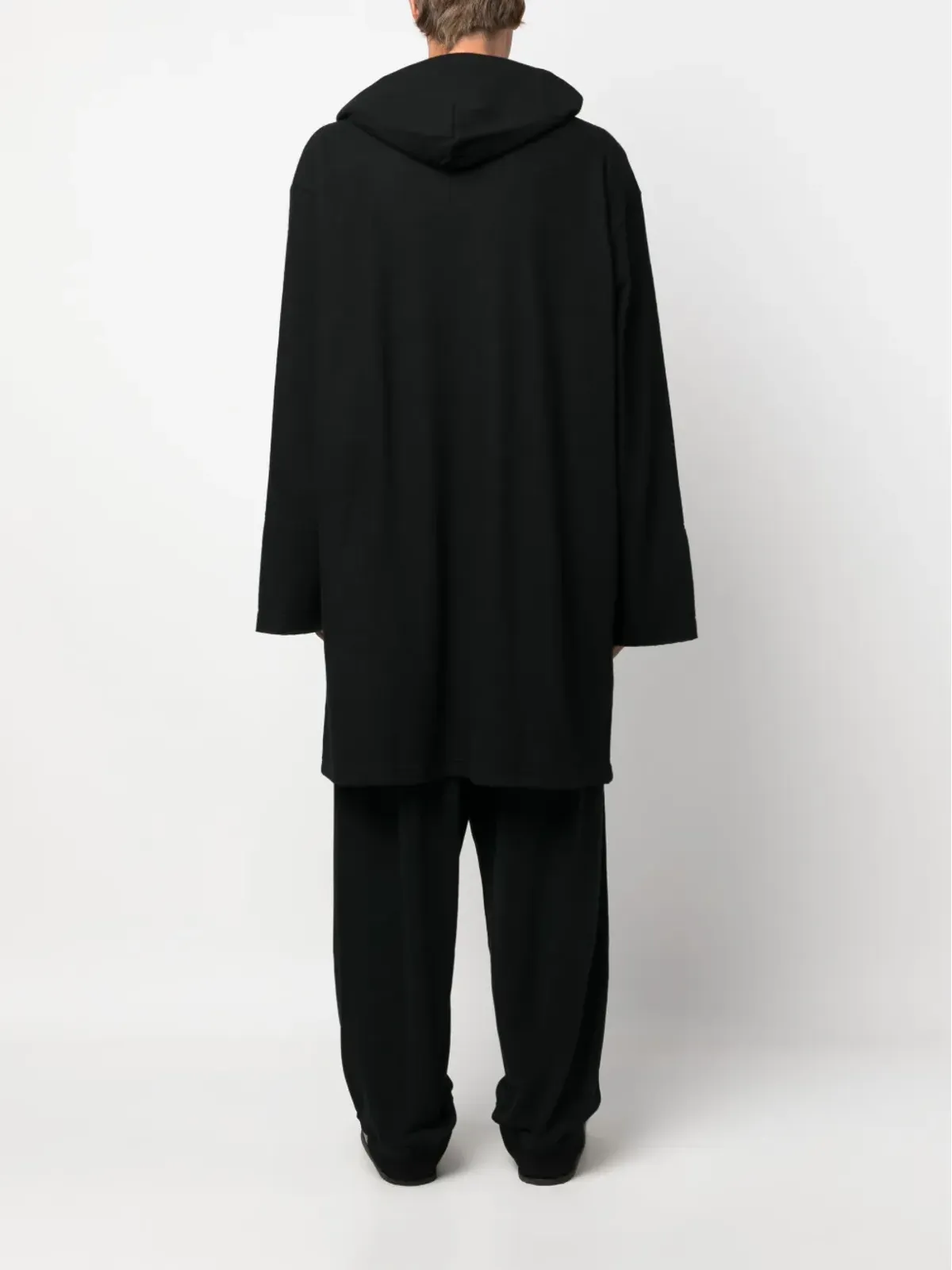 Yohji Yamamoto シングルブレスト・フード付きコート - 画像4