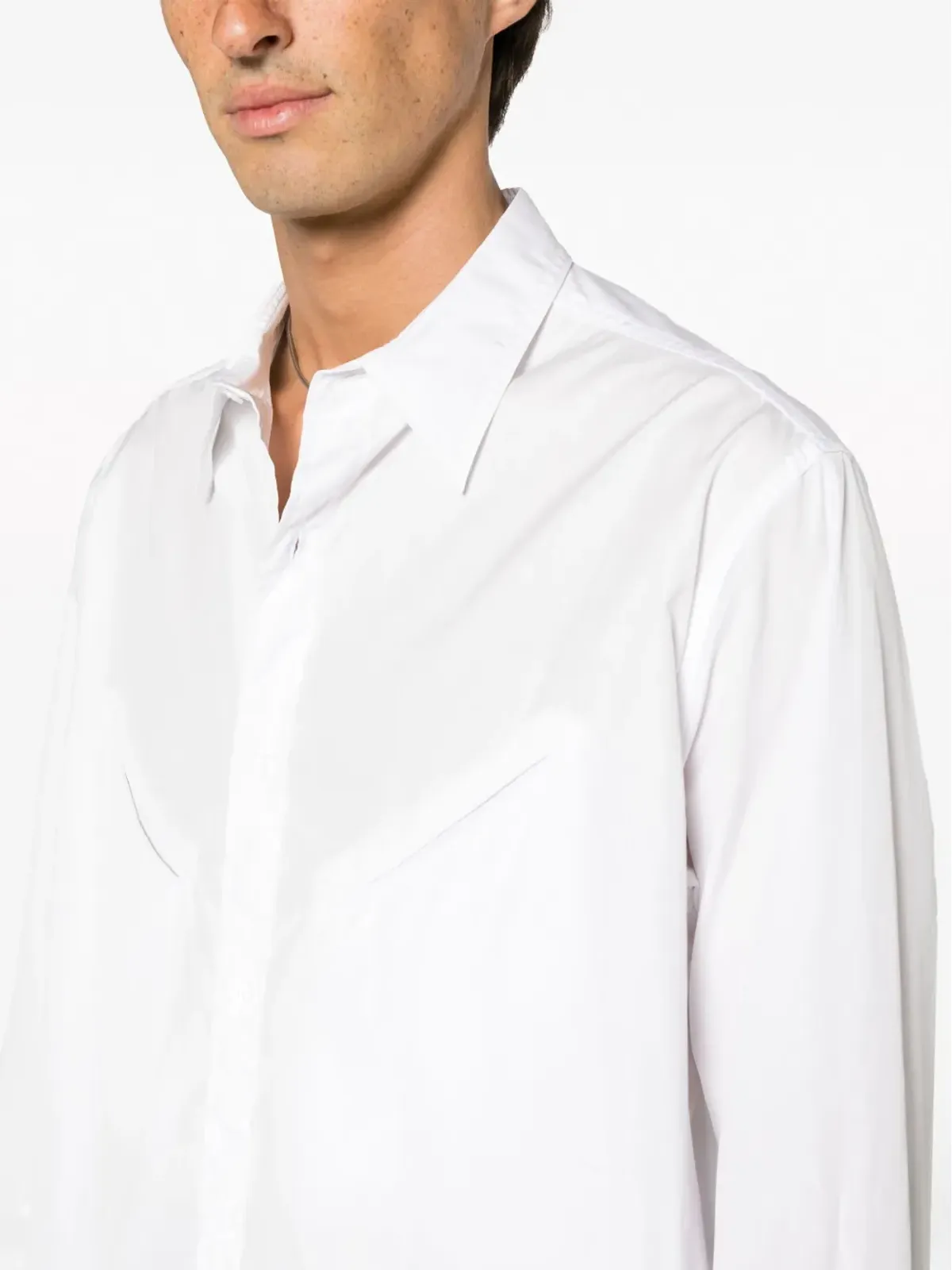 Yohji Yamamoto panelled cotton shirt - White - 画像5