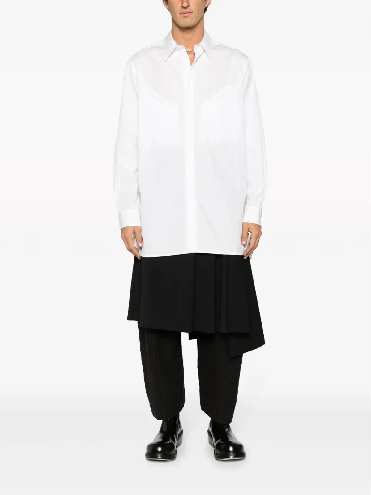 Yohji Yamamoto panelled cotton shirt - White - 画像2