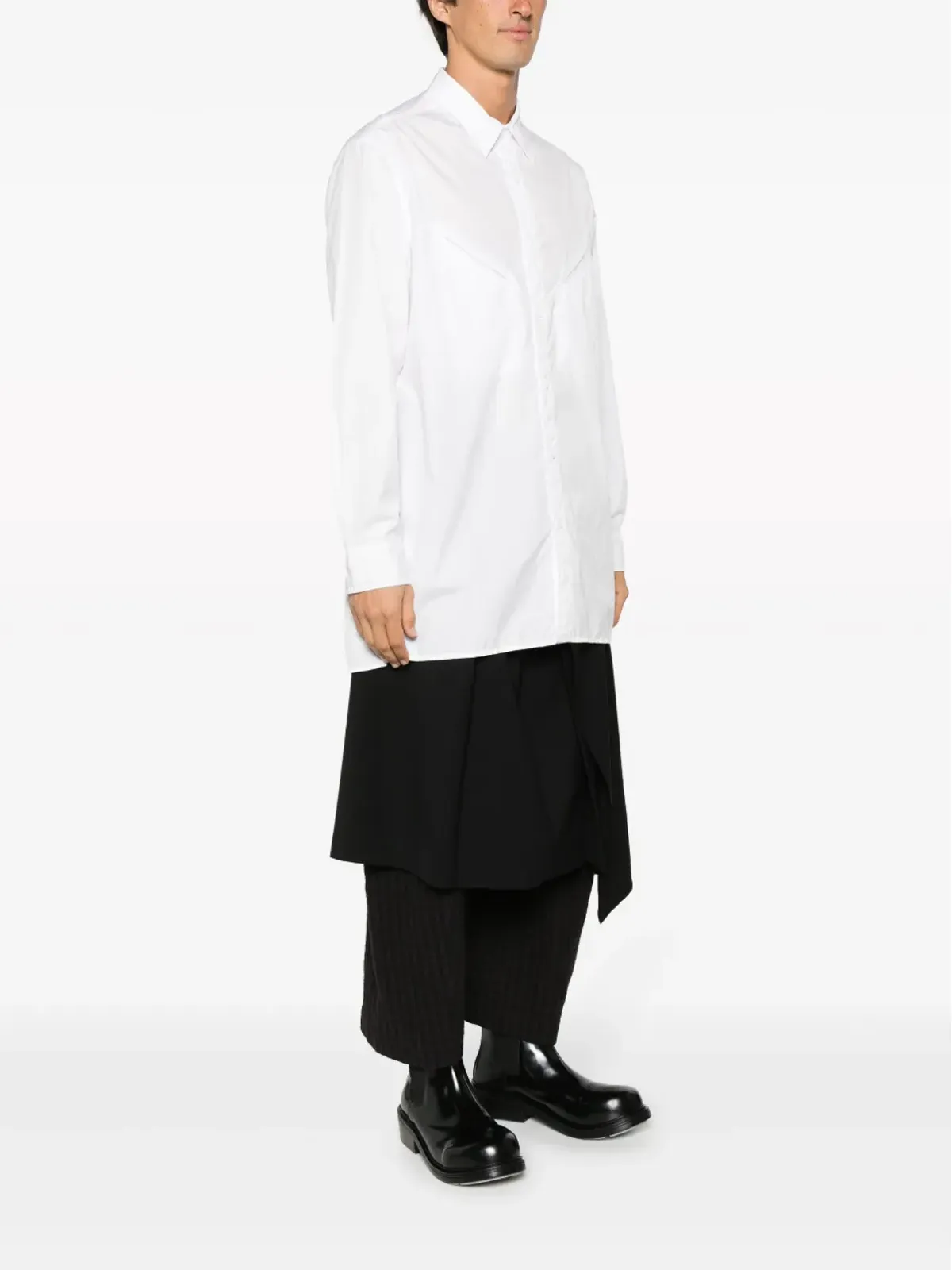 Yohji Yamamoto panelled cotton shirt - White - 画像3