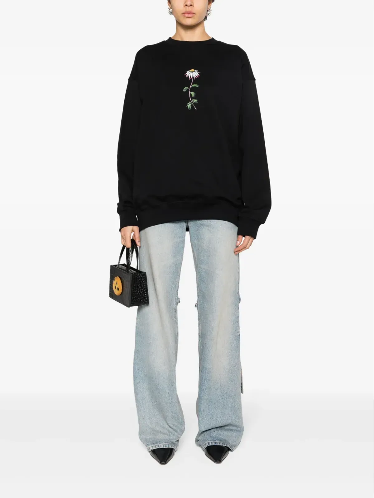 Maccapani 花柄プリントスウェットシャツ（ブラック） - 画像3