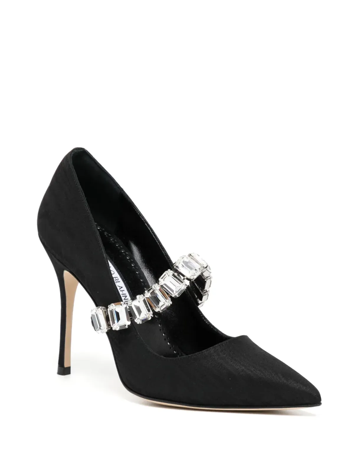 Manolo Blahnik 100mmクリスタル・ポインテッドパンプス - ブラック - 画像2