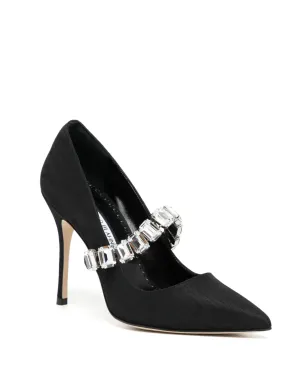 Manolo Blahnik 100mmクリスタル・ポインテッドパンプス - ブラック - サムネイル2