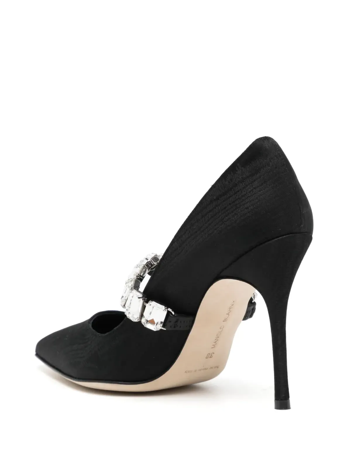 Manolo Blahnik 100mmクリスタル・ポインテッドパンプス - ブラック - 画像3