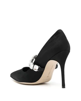 Manolo Blahnik 100mmクリスタル・ポインテッドパンプス - ブラック - サムネイル3