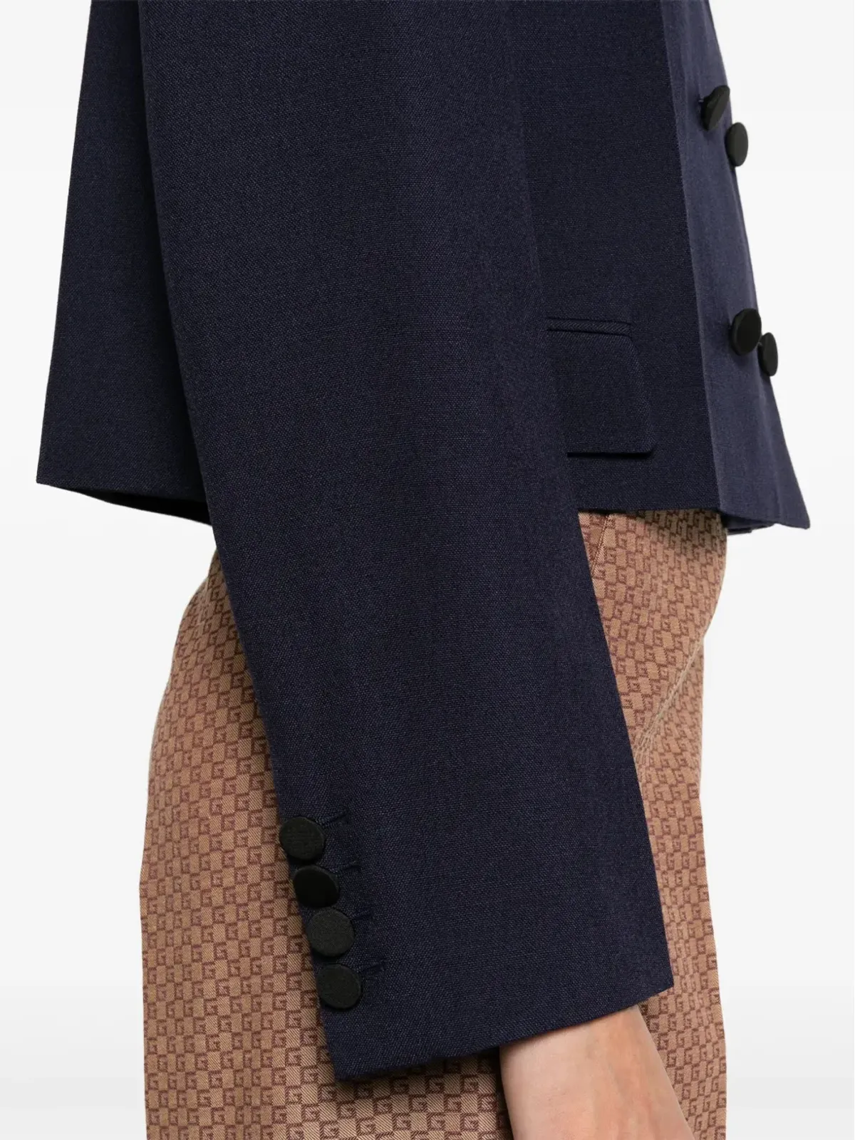 Gucci ダブルブレスト クロップドジャケット ブルー - 画像5