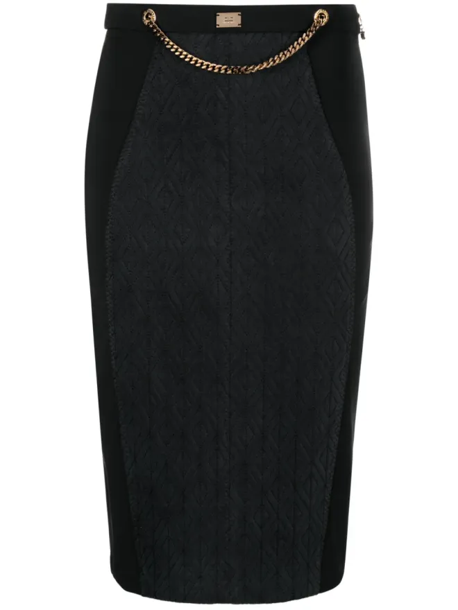 Elisabetta Franchi Elisabetta Franchi ロゴプレート付きハイウエストスカート - ブラックの商品画像