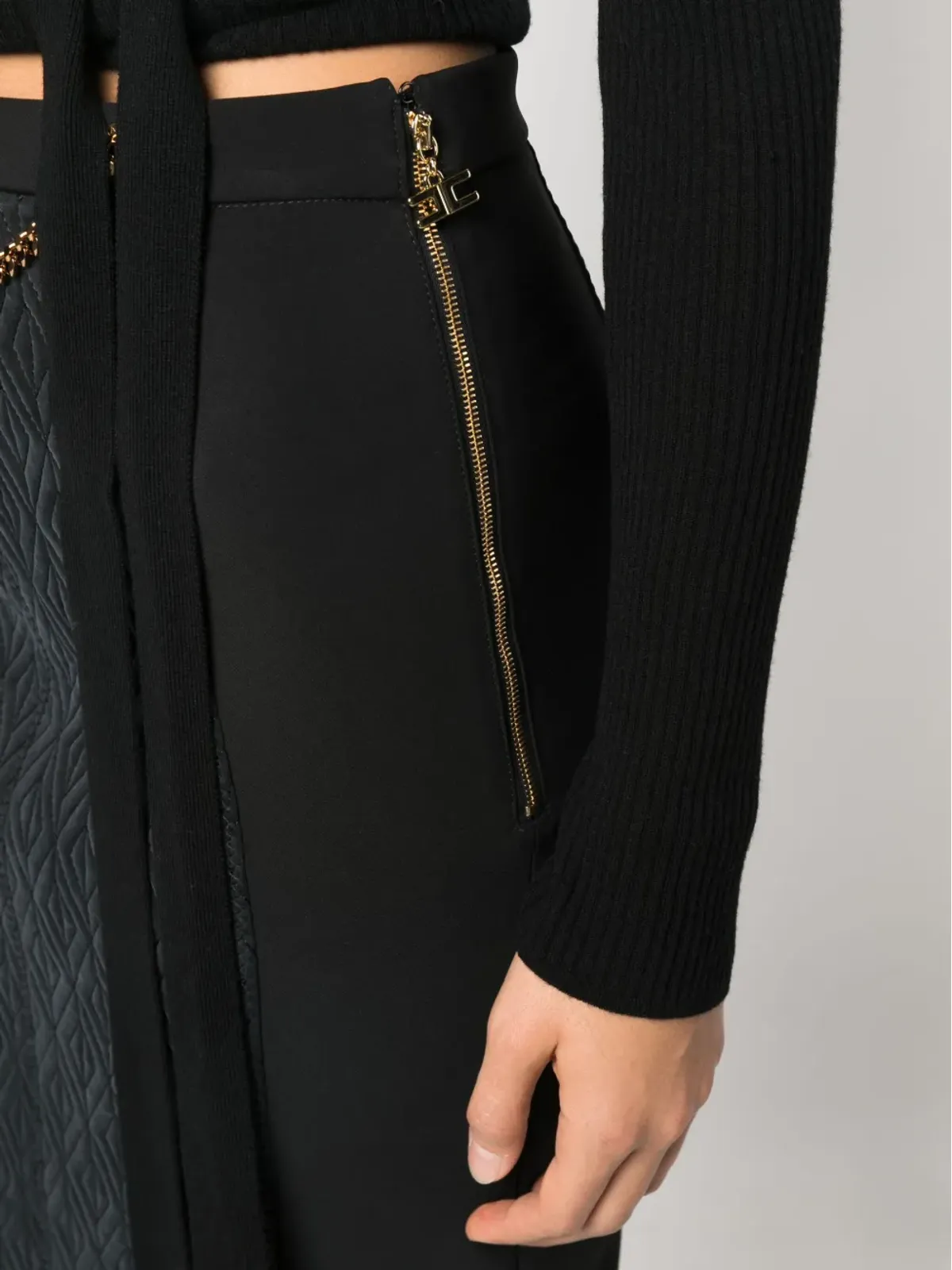 Elisabetta Franchi ロゴプレート付きハイウエストスカート - ブラック - 画像5