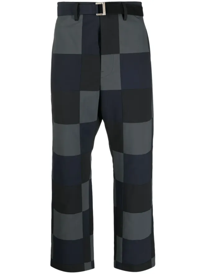 sacai sacai チェッカーボード柄コットンチノパンツの商品画像