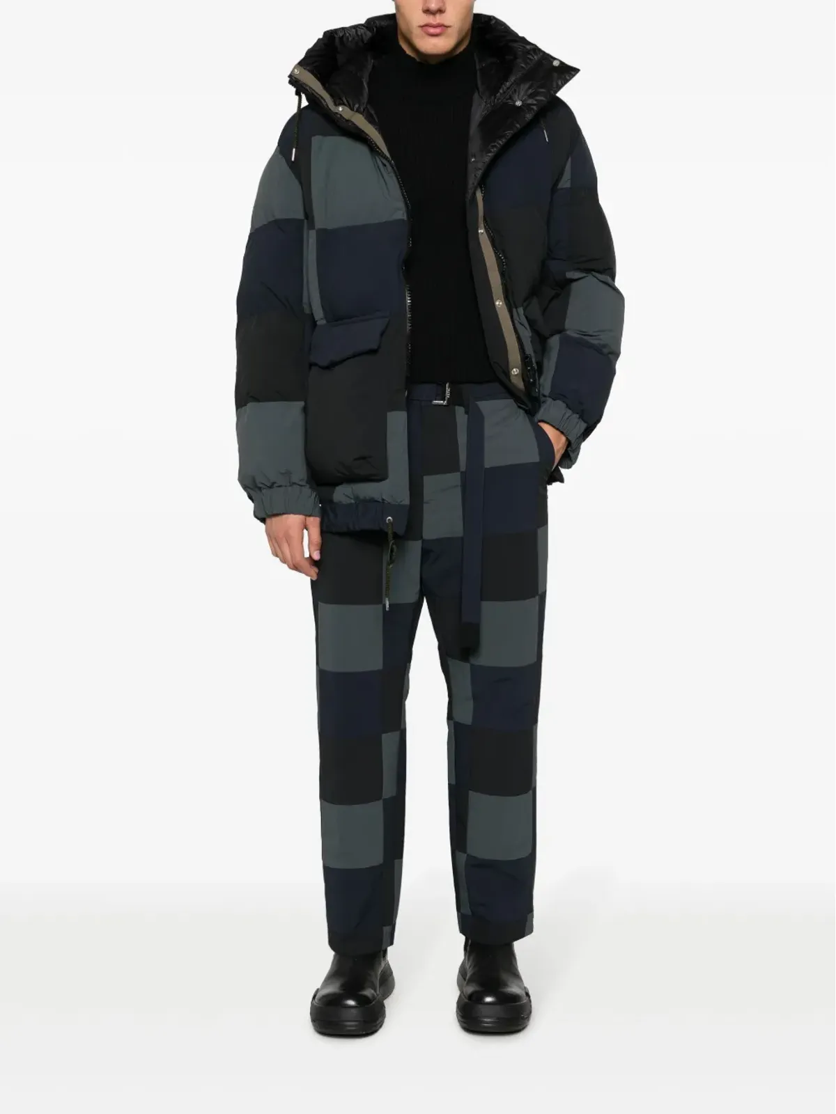 sacai チェッカーボード柄コットンチノパンツ - 画像2