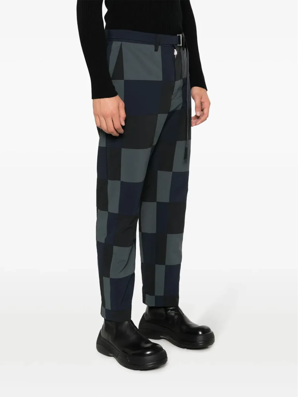 sacai チェッカーボード柄コットンチノパンツ - 画像3