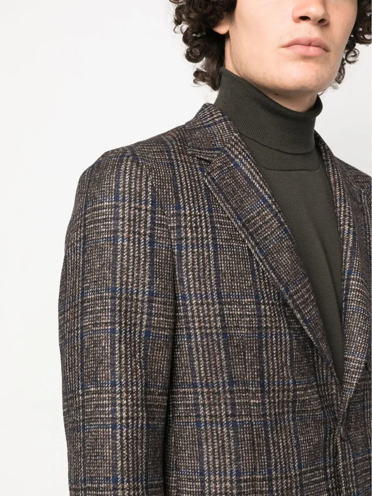 Canali チェック柄シングルブレストブレザー - ブラウン - 画像5