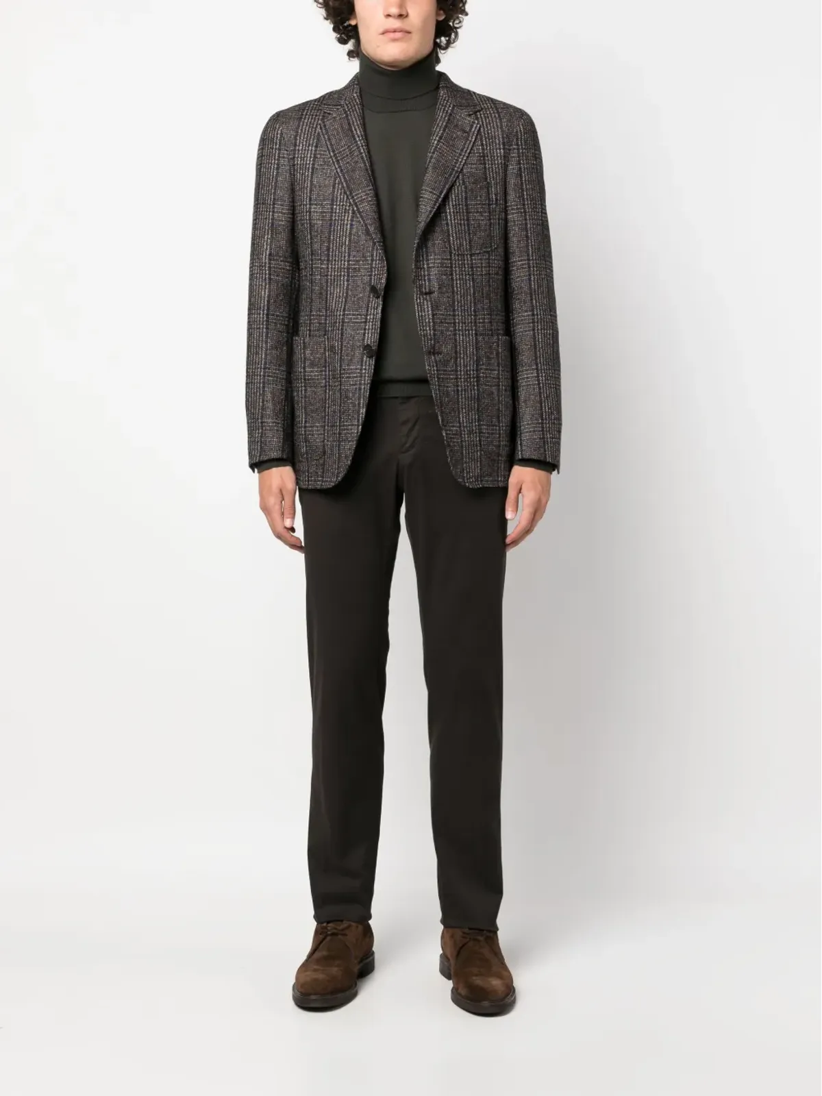 Canali チェック柄シングルブレストブレザー - ブラウン - 画像2
