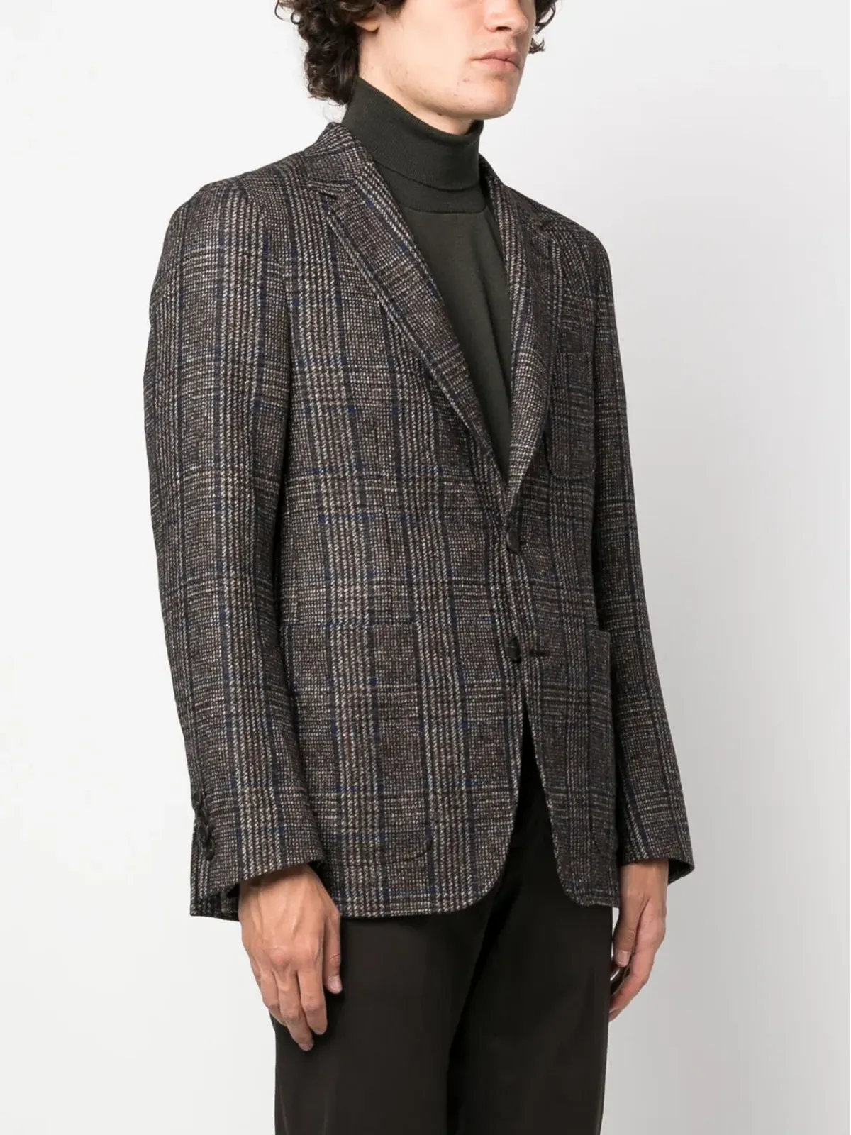 Canali チェック柄シングルブレストブレザー - ブラウン - 画像3