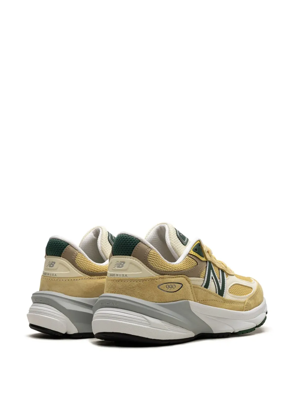 New Balance 990 ペールイエロー/フォレストグリーン スニーカー - 画像3