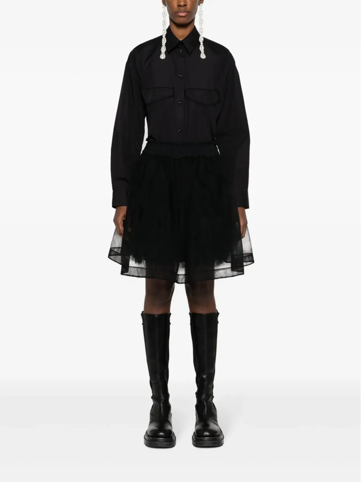 Simone Rocha アップリケディテール サイドボタン留めシャツ - 画像2