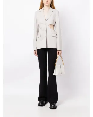 Low Classic シングルブレスト カットアウト ウール ブレザー - グレー - サムネイル2