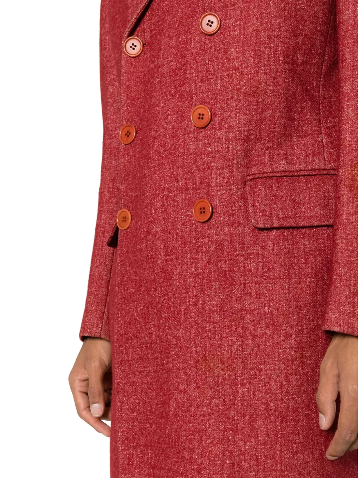 Helmut Lang Pre-Owned 1990年頃 ノッチド・ラペル ダブルブレスト コート – レッド - 画像5