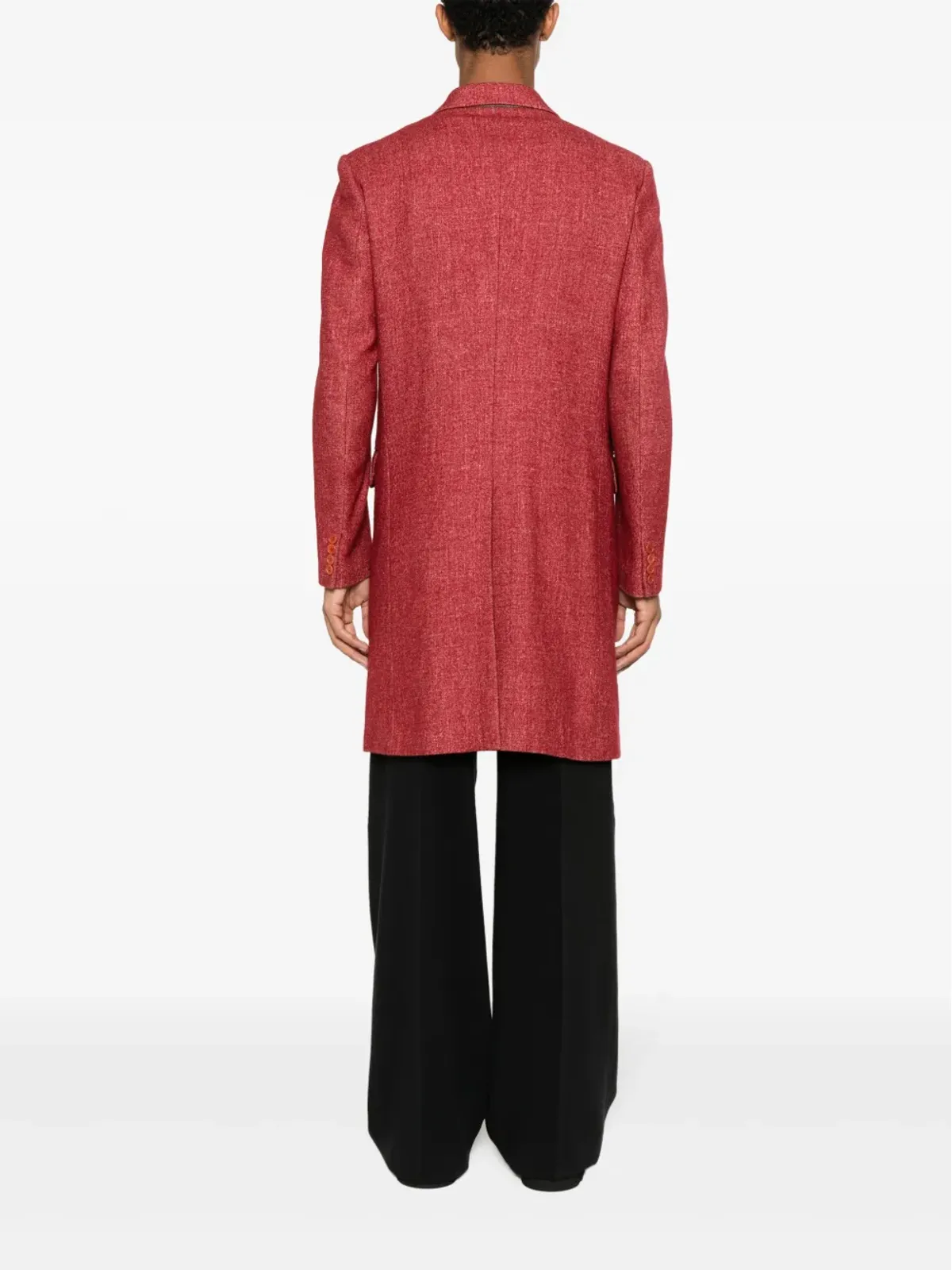 Helmut Lang Pre-Owned 1990年頃 ノッチド・ラペル ダブルブレスト コート – レッド - 画像4