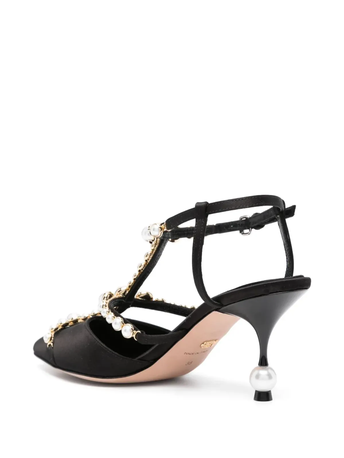 Giambattista Valli pearl-detail satin pumps - Black - 画像3