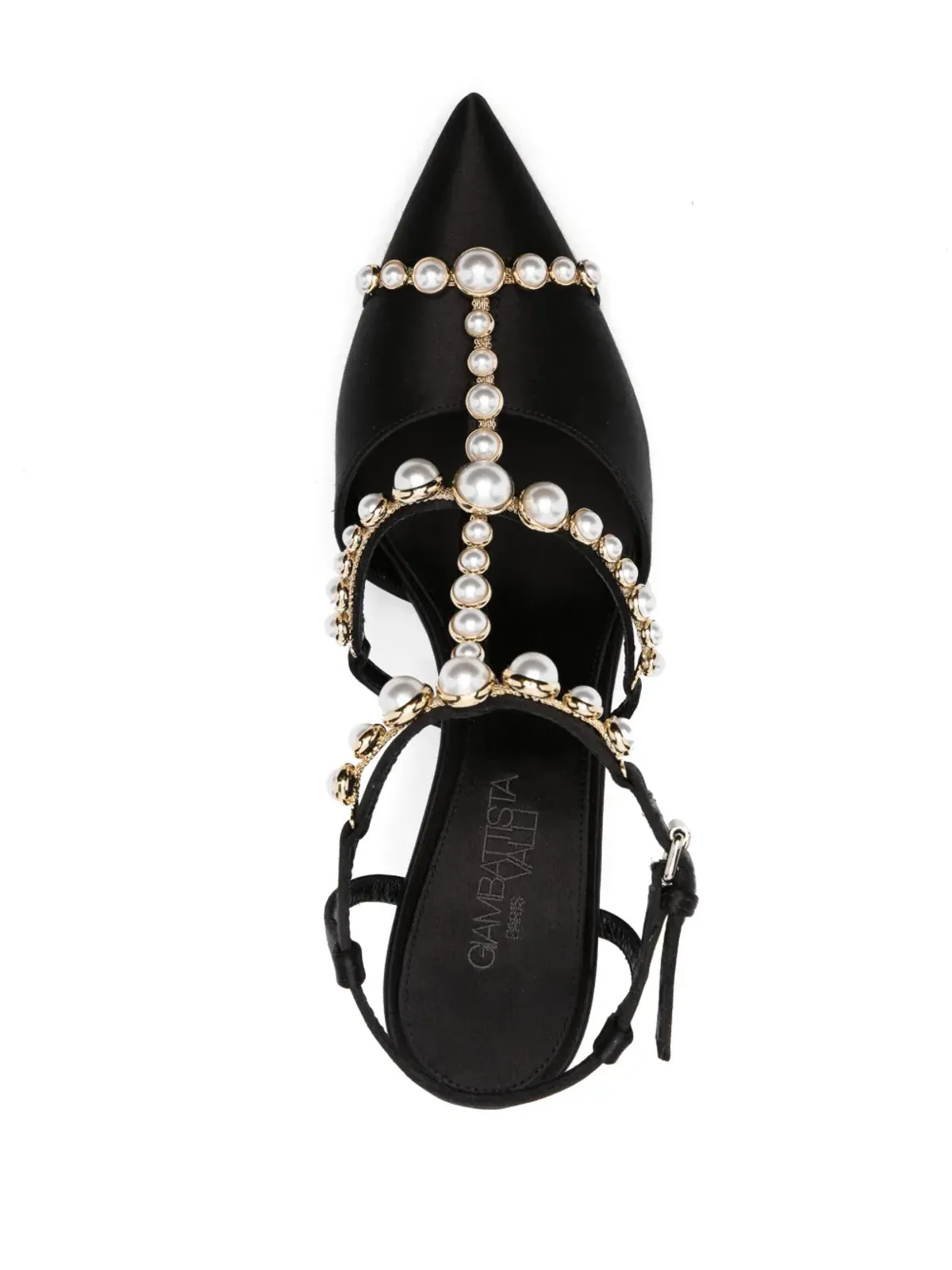 Giambattista Valli pearl-detail satin pumps - Black - 画像4