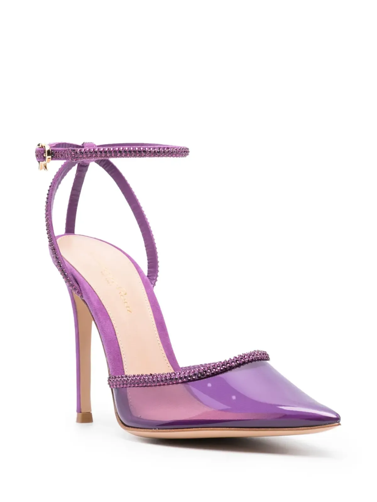 Gianvito Rossi Plexi クリスタル装飾パンプス - パープル - 画像2