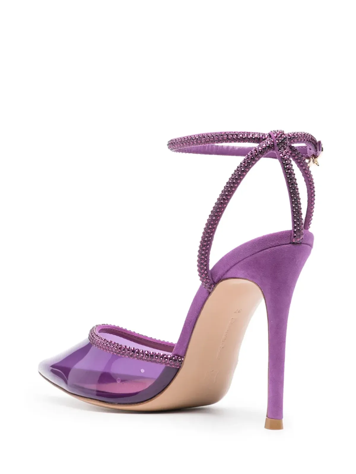 Gianvito Rossi Plexi クリスタル装飾パンプス - パープル - 画像3