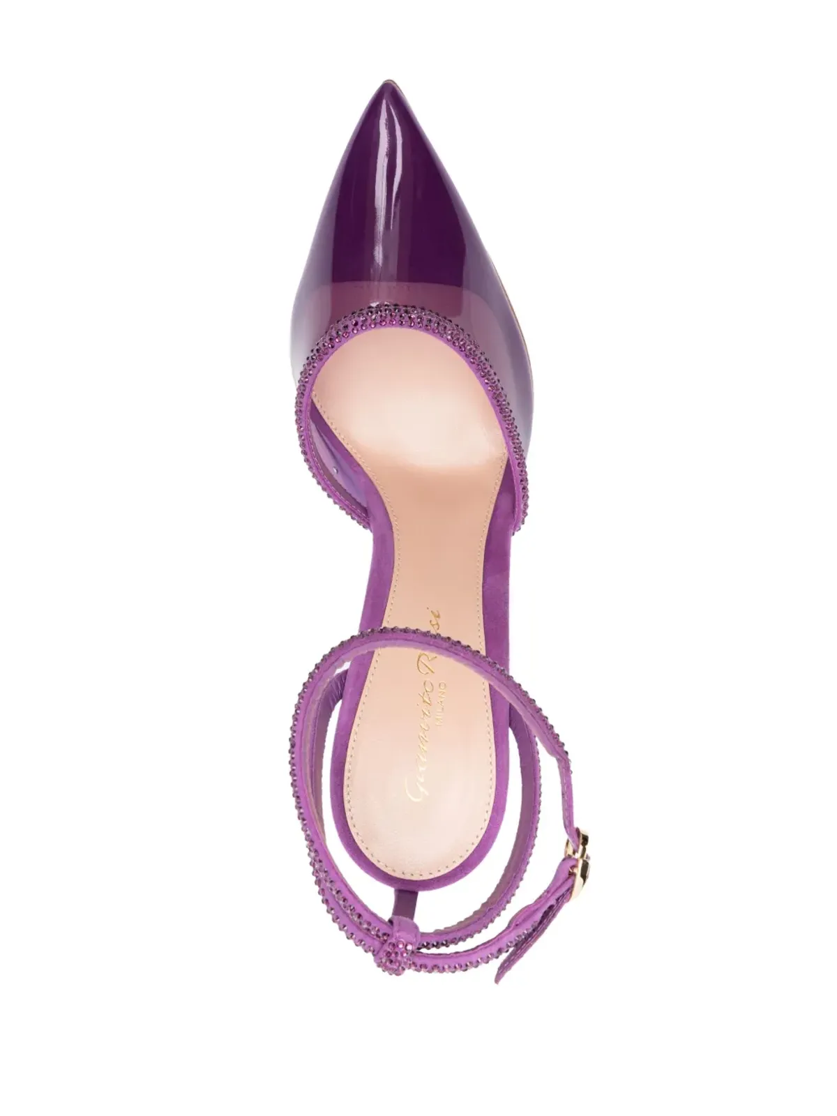 Gianvito Rossi Plexi クリスタル装飾パンプス - パープル - 画像4