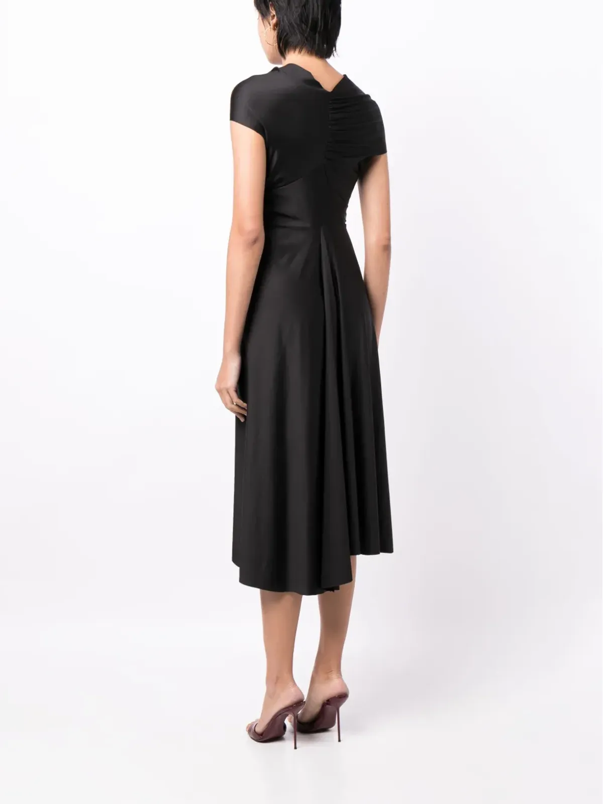 Victoria Beckham キャップスリーブ・ドレープドレス（ブラック） - 画像4