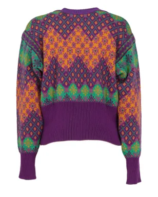 Saint Laurent Pre-Owned 1980s インターシャ編み ウール ジャンパー - パープル - サムネイル2