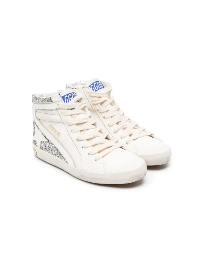 Golden Goose Kids Golden Goose Kids グリッター ハイトップ レザー スニーカー - ホワイトの商品画像