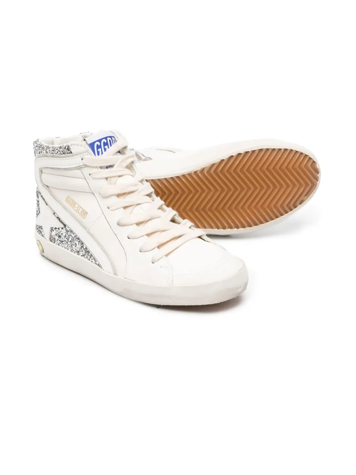 Golden Goose Kids グリッター ハイトップ レザー スニーカー - ホワイト - 画像2