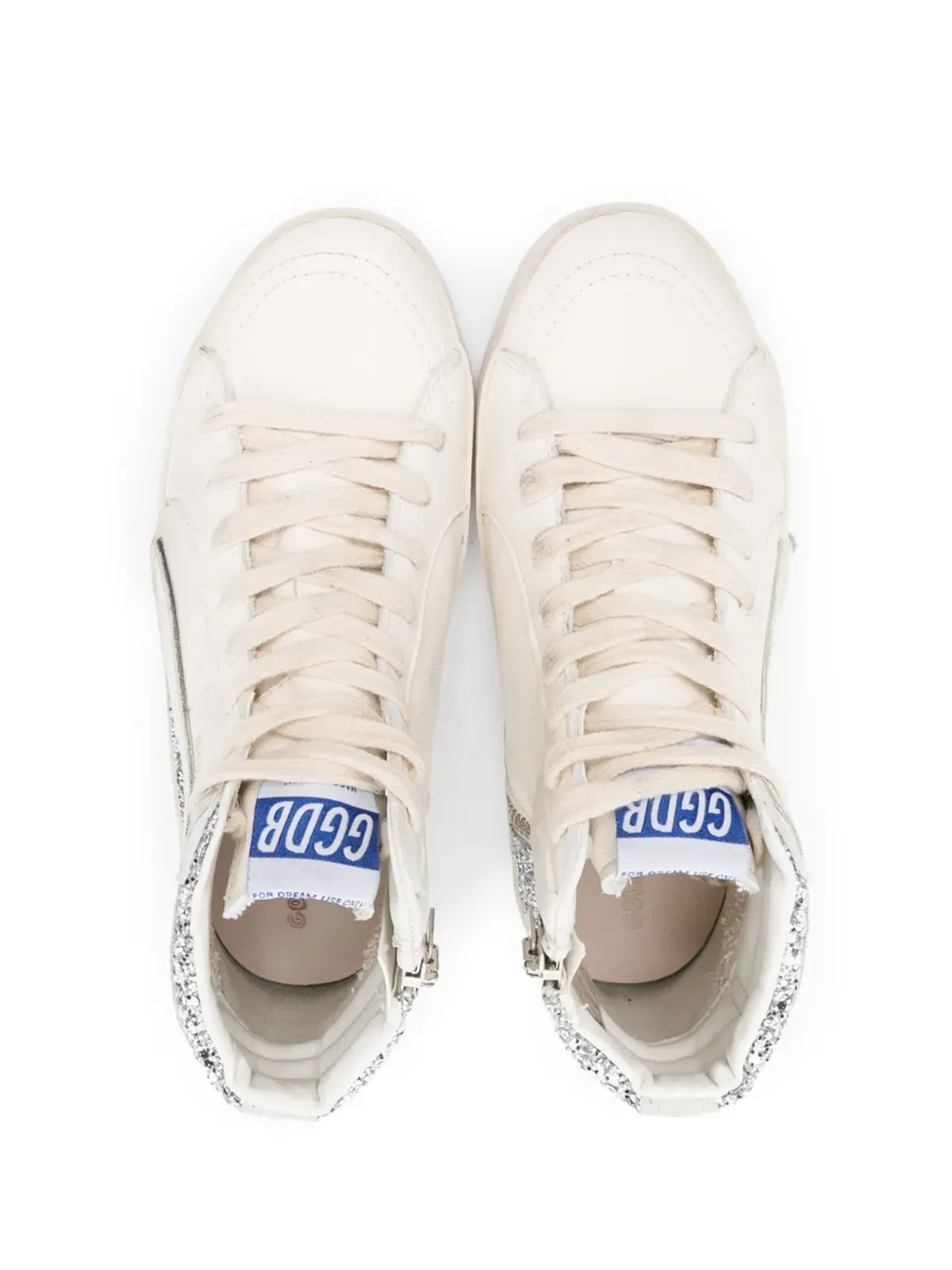 Golden Goose Kids グリッター ハイトップ レザー スニーカー - ホワイト - 画像3