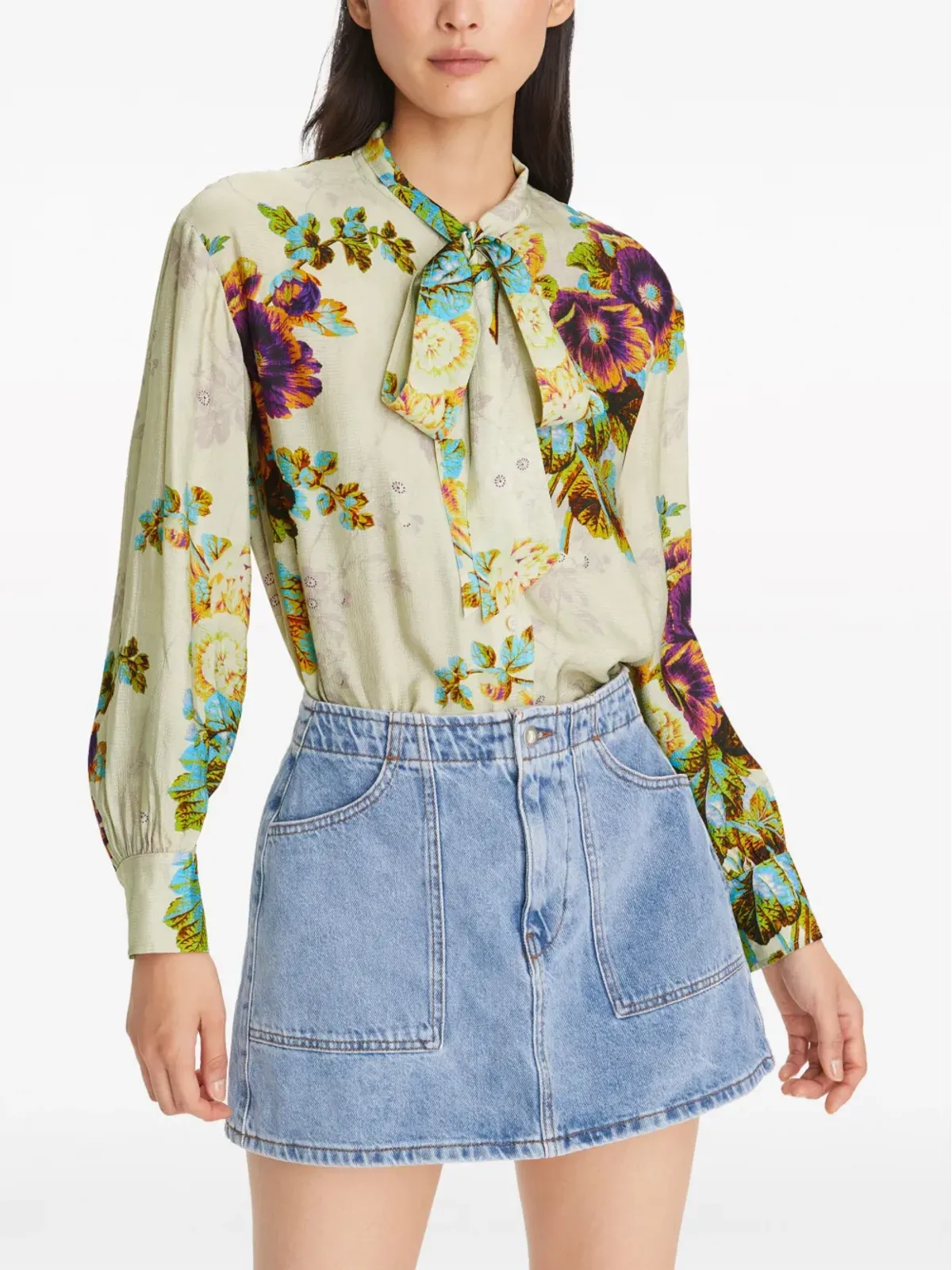 Tory Burch 花柄ボウタイブラウス - 画像3