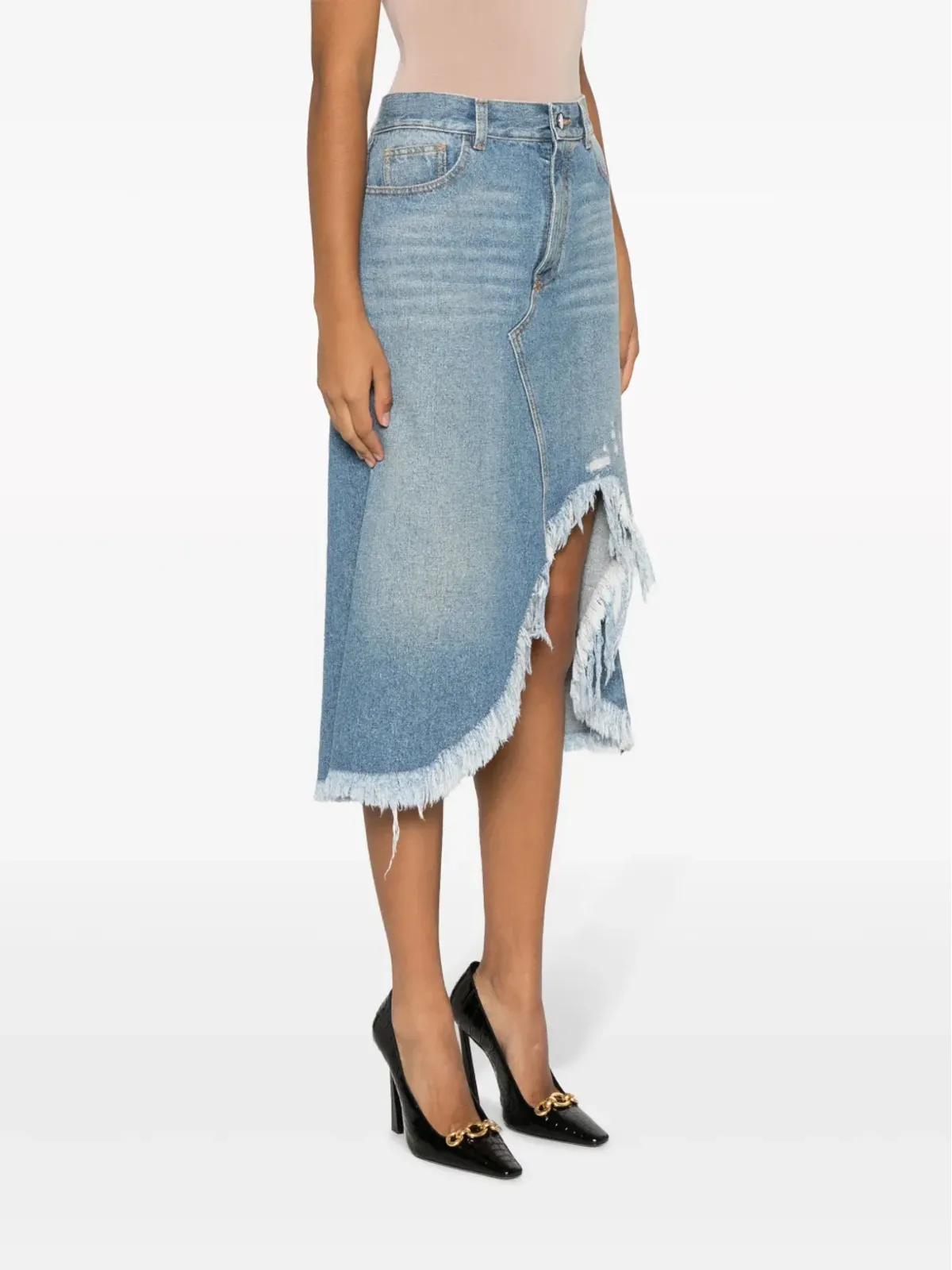 Chloé アシンメトリック デニム ミディ スカート - 画像3