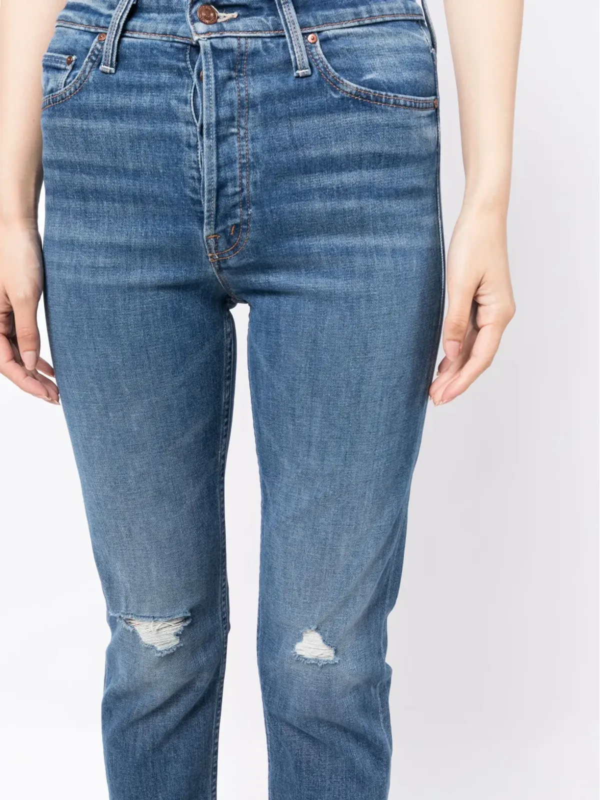 MOTHER トムキャット ストーンウォッシュ クロップド ジーンズ - ブルー - 画像5