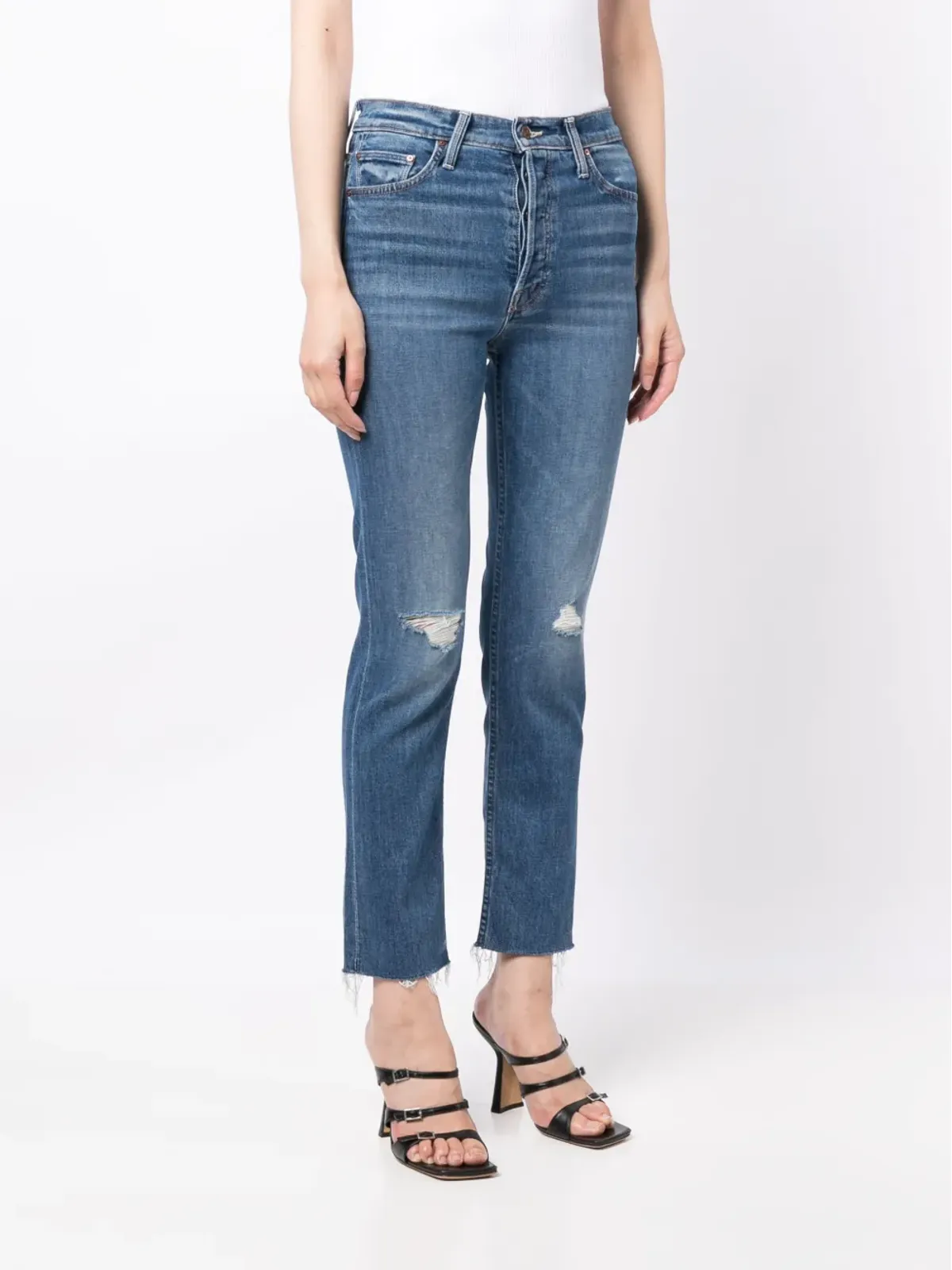 MOTHER トムキャット ストーンウォッシュ クロップド ジーンズ - ブルー - 画像3
