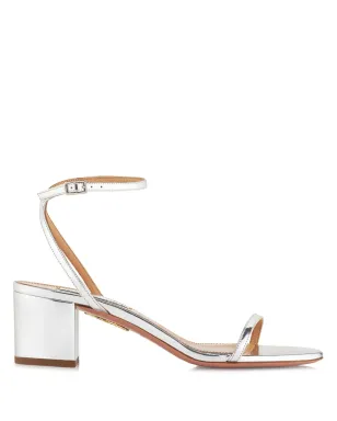 Aquazzura Olie 50mm metallic leather sandals - Silver - サムネイル1