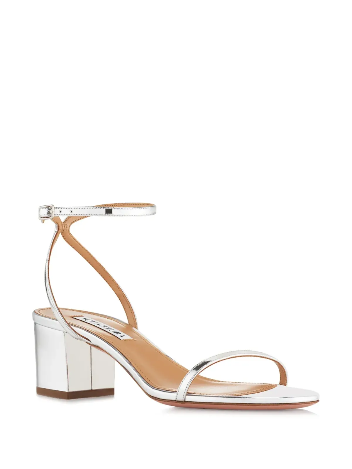 Aquazzura Olie 50mm metallic leather sandals - Silver - 画像2