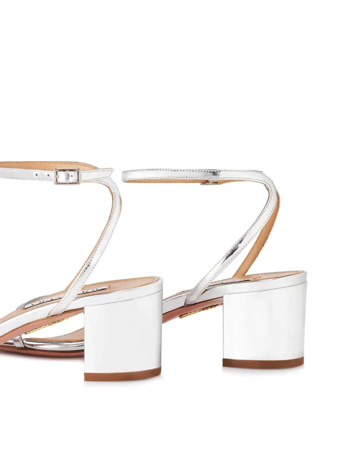 Aquazzura Olie 50mm metallic leather sandals - Silver - 画像3