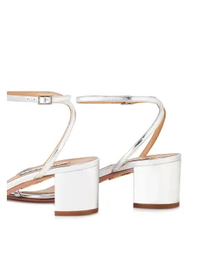 Aquazzura Olie 50mm metallic leather sandals - Silver - サムネイル3