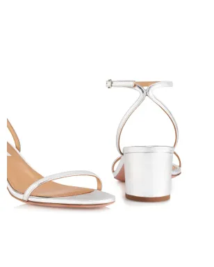 Aquazzura Olie 50mm metallic leather sandals - Silver - サムネイル4