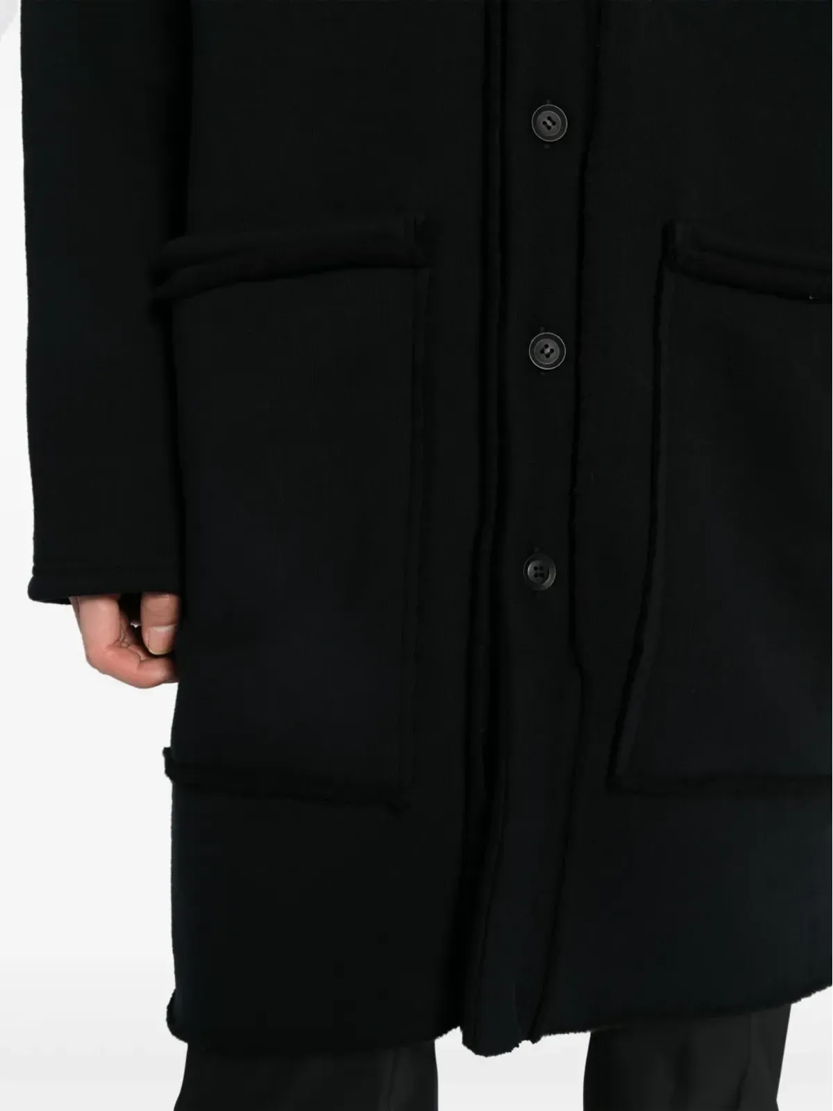 Yohji Yamamoto raw-edge knitted cardigan - Black - 画像5