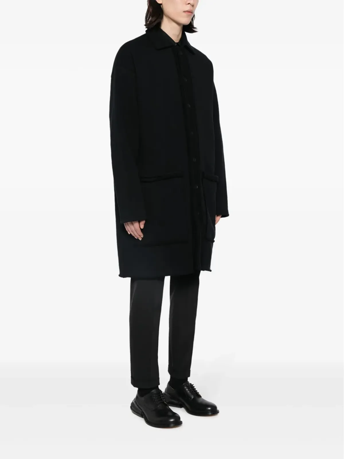 Yohji Yamamoto raw-edge knitted cardigan - Black - 画像3