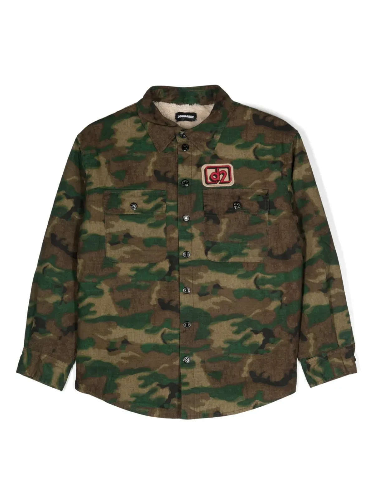 DSQUARED2 KIDS カモフラージュ柄 ロゴパッチ シャツ - 画像1