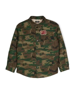 DSQUARED2 KIDS カモフラージュ柄 ロゴパッチ シャツ - サムネイル1