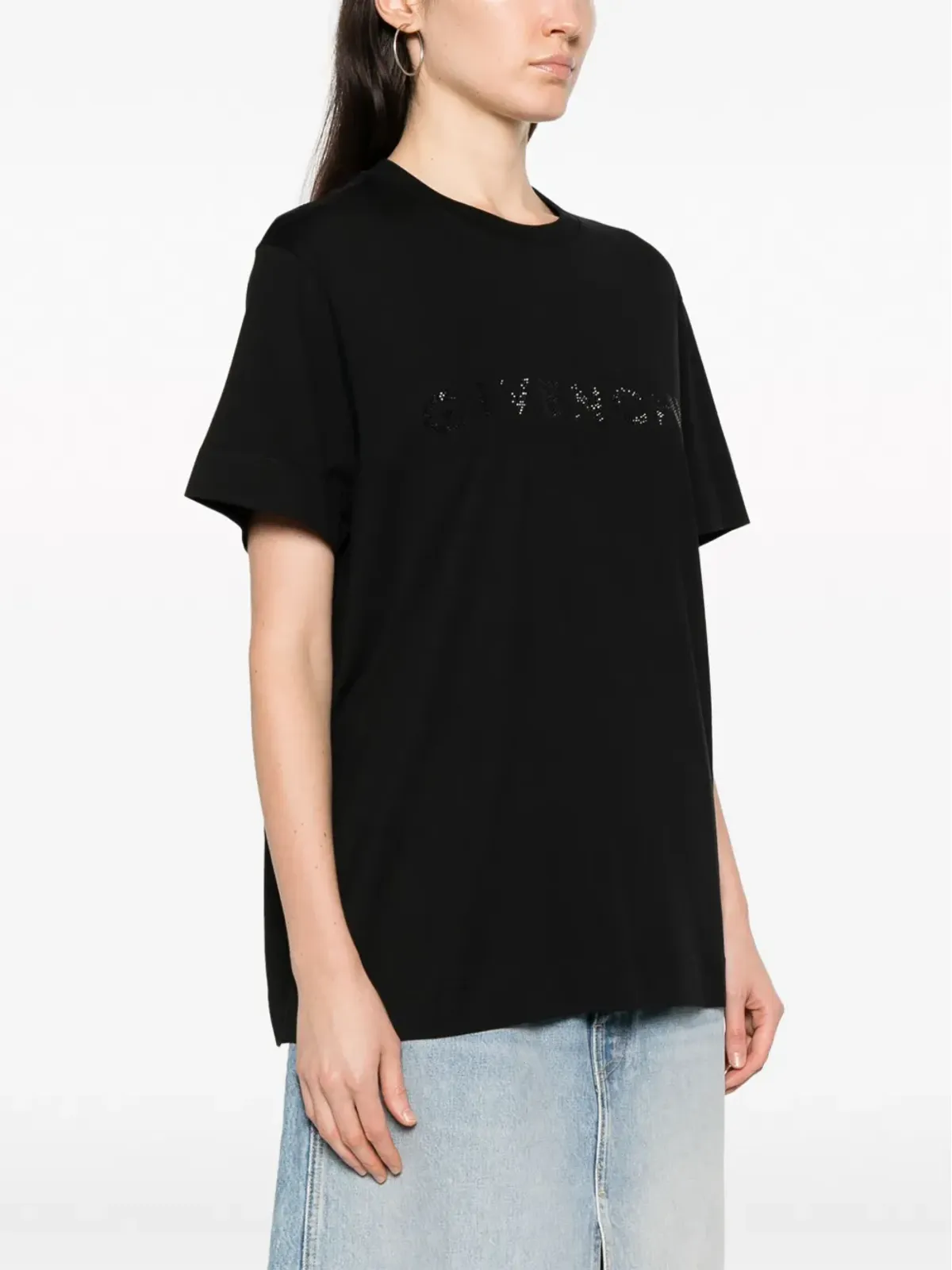 Givenchy ラインストーン装飾コットンTシャツ ブラック - 画像3