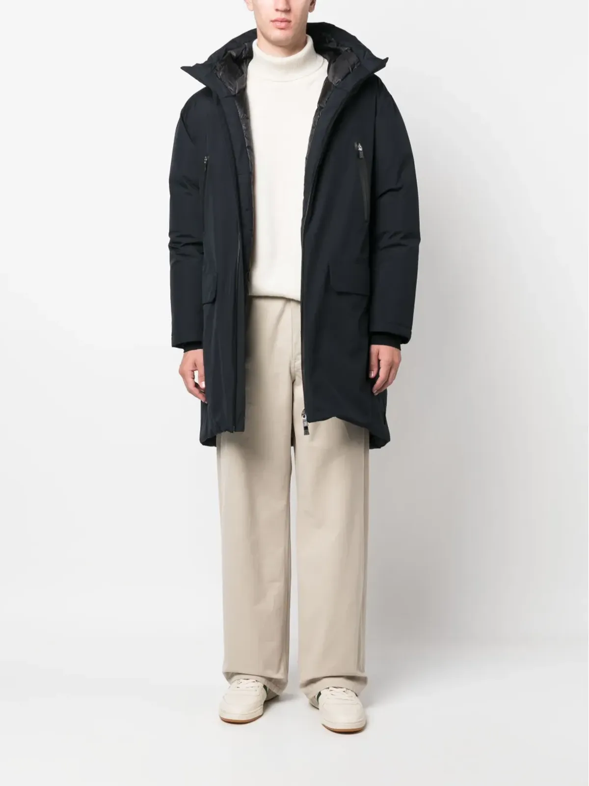 Herno ロゴプリント ジップアップ フード付き ダウンコート - 画像2